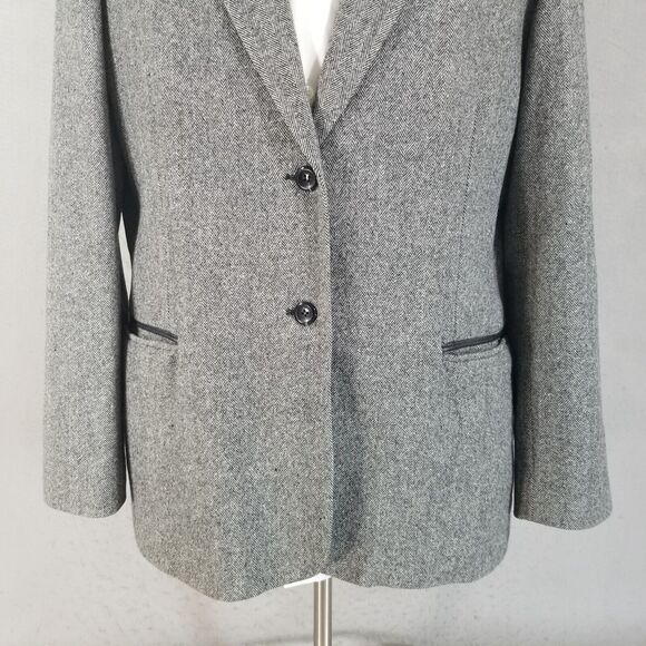 Pendleton Suit womens 18 Gray Herringbone Jacket Pants Luxury Wool vintage - Picture 4 of 16